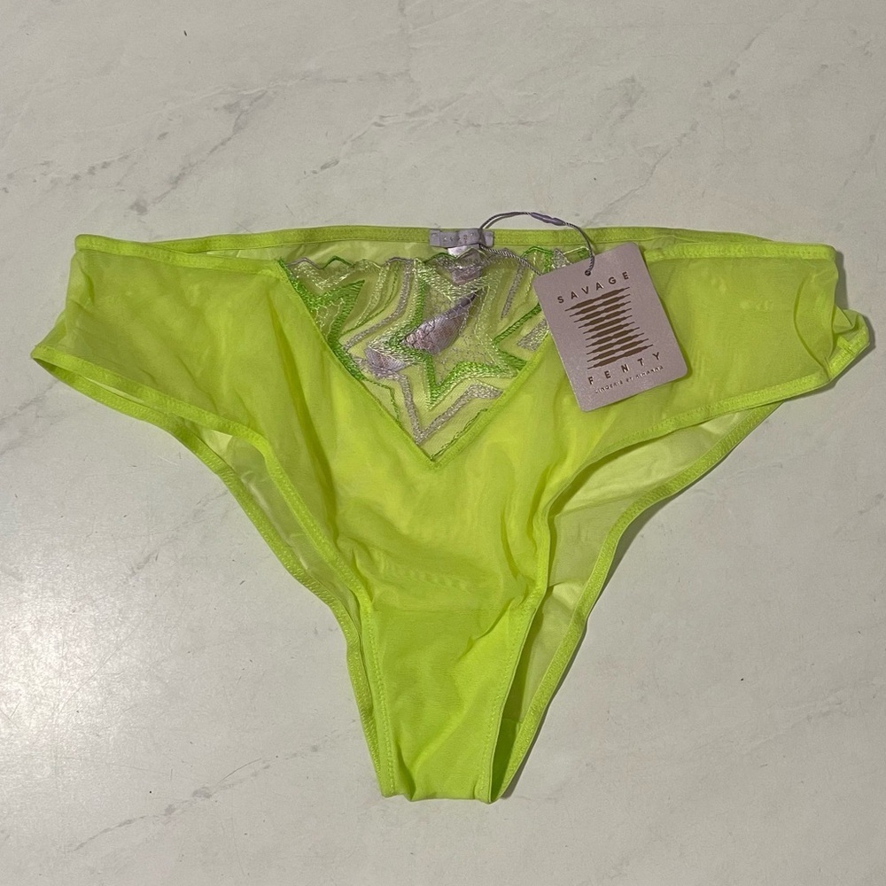 NEW Savage X Fenty Lime Green Neon Star Embroidered Underwear Size 1X